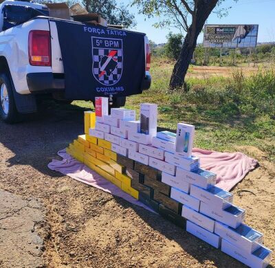 Imagem da notícia Polícia apreende 56 celulares contrabandeados avaliados em mais de R$ 72 mil em Coxim